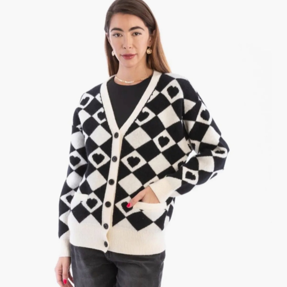 SAACHI Checkered Heart Cardigan - Picture 3 of 4